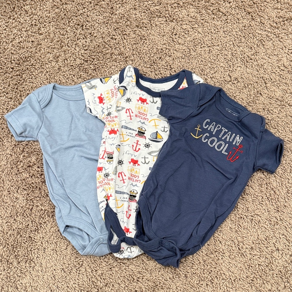 Baby Gear Nautical Adventure Bodysuit Set - Blue and Navy